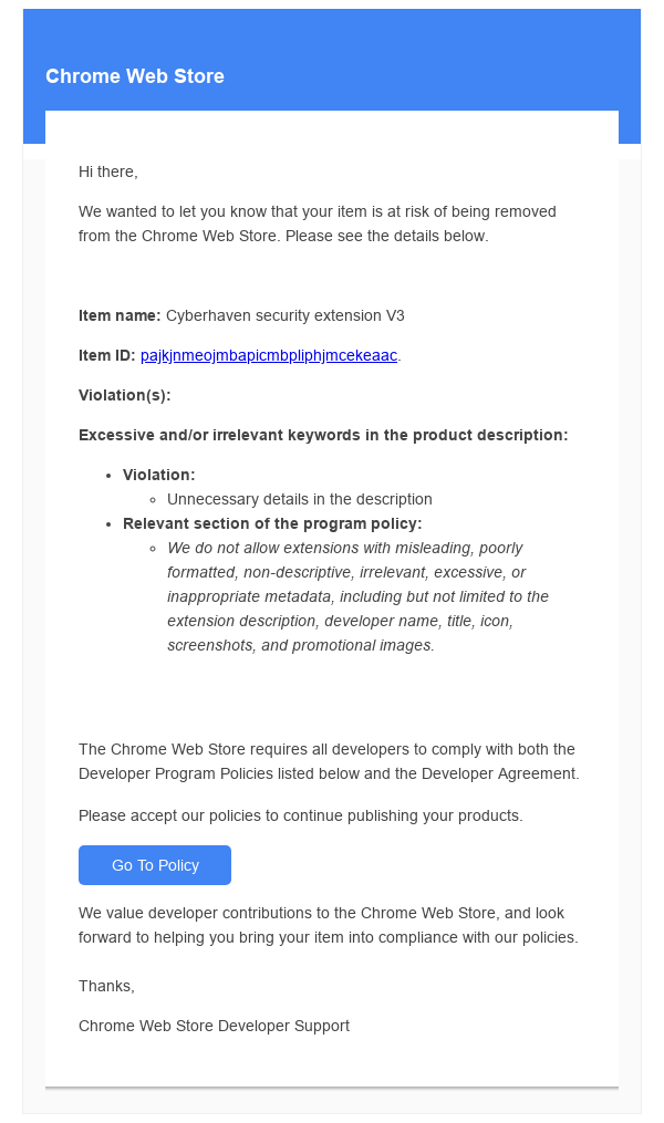 网络安全公司Cyber​​haven的Chrome扩展被黑客攻击然后对用户投毒 - 安全  (https://www.qianyan.tech/) 头条 第2张