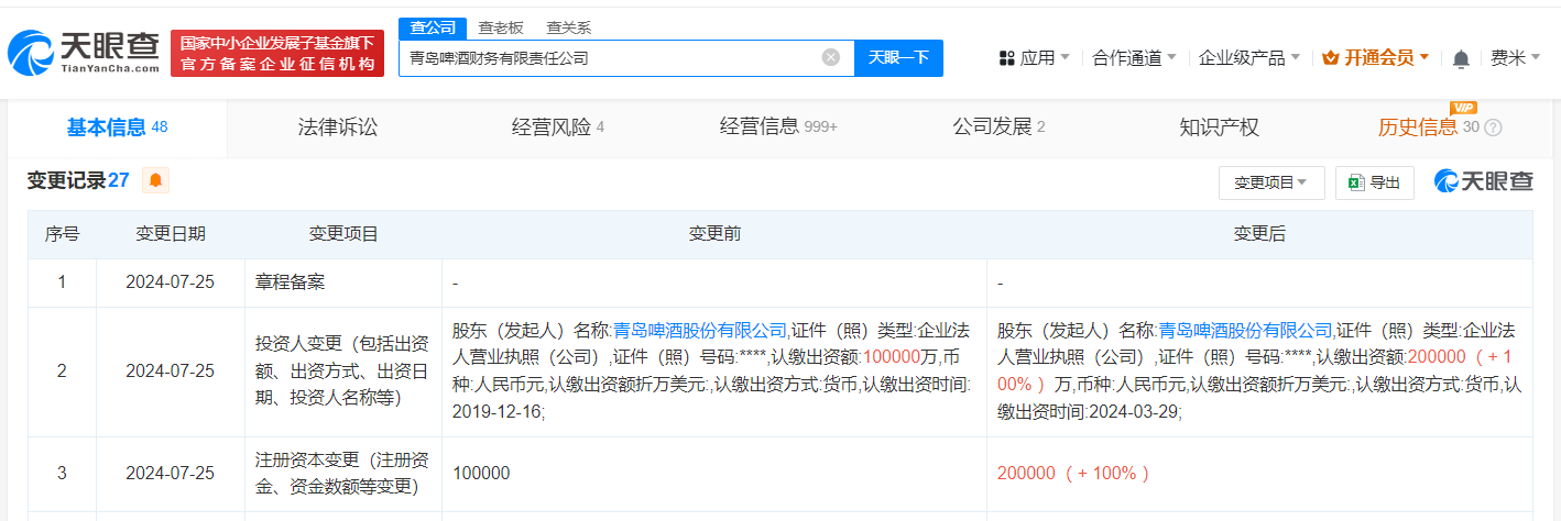 青岛啤酒财务公司增资至20亿 (https://www.qianyan.tech/) 互联网 第3张