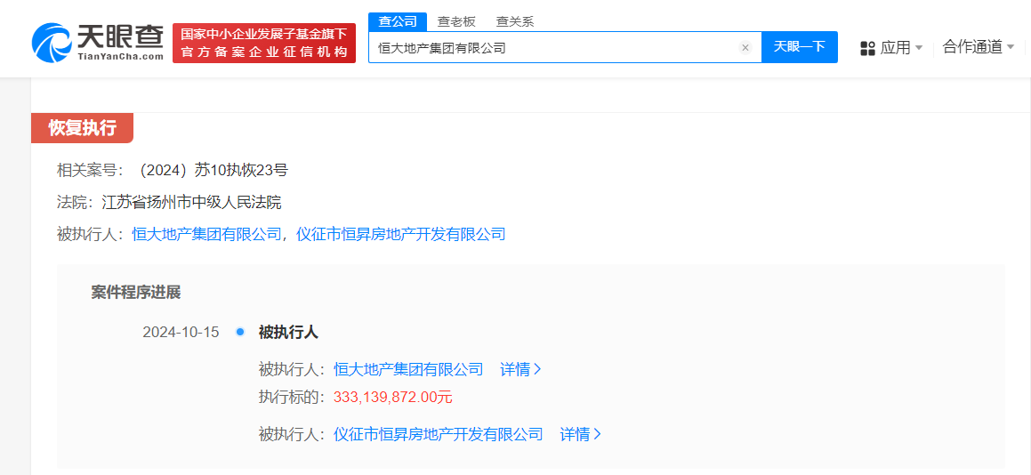 恒大地产等被强制执行12.5亿 (https://www.qianyan.tech/) 互联网 第2张