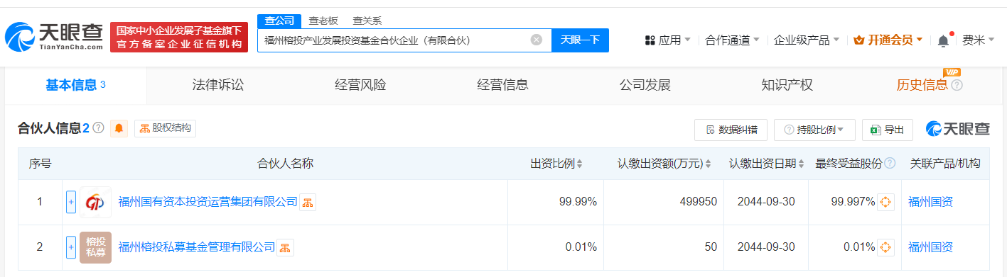 福州榕投产业发展基金登记成立 出资额50亿 (https://www.qianyan.tech/) 互联网 第2张