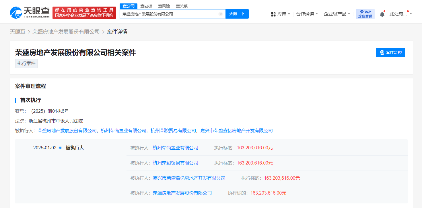 荣盛发展等被强制执行2.06亿 (https://www.qianyan.tech/) 互联网 第2张
