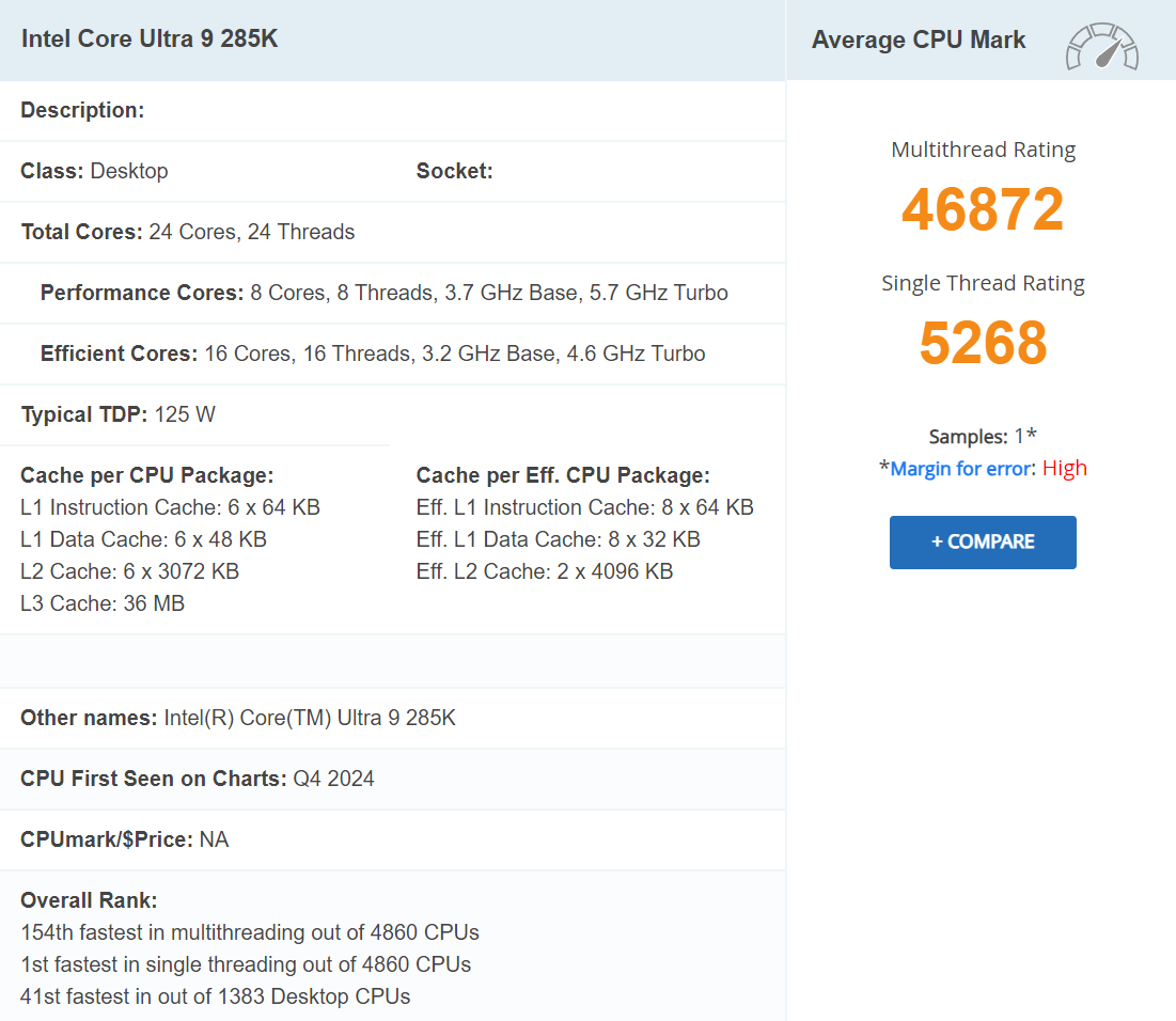 Intel Core Ultra 9 285K突破5000分 成PassMark最快单线程CPU - Intel Core 英特尔酷睿  (https://www.qianyan.tech/) 头条 第2张