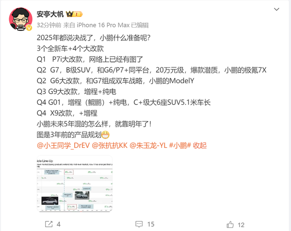 小鹏汽车2025年产品规划曝光：3款全新车型 4款改款 - 科技与交通  (https://www.qianyan.tech/) 头条 第2张